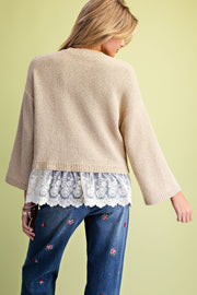 Lacy Days Lace Ruffle Hem Sweater