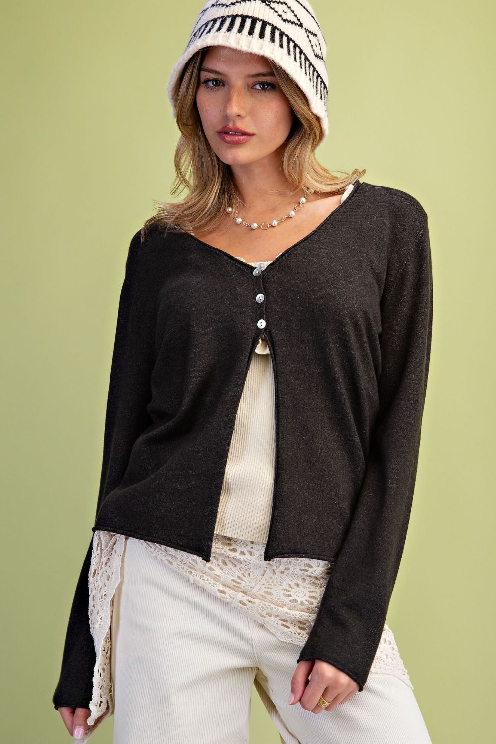 Desi 3-Button Sweater Knit Cardigan