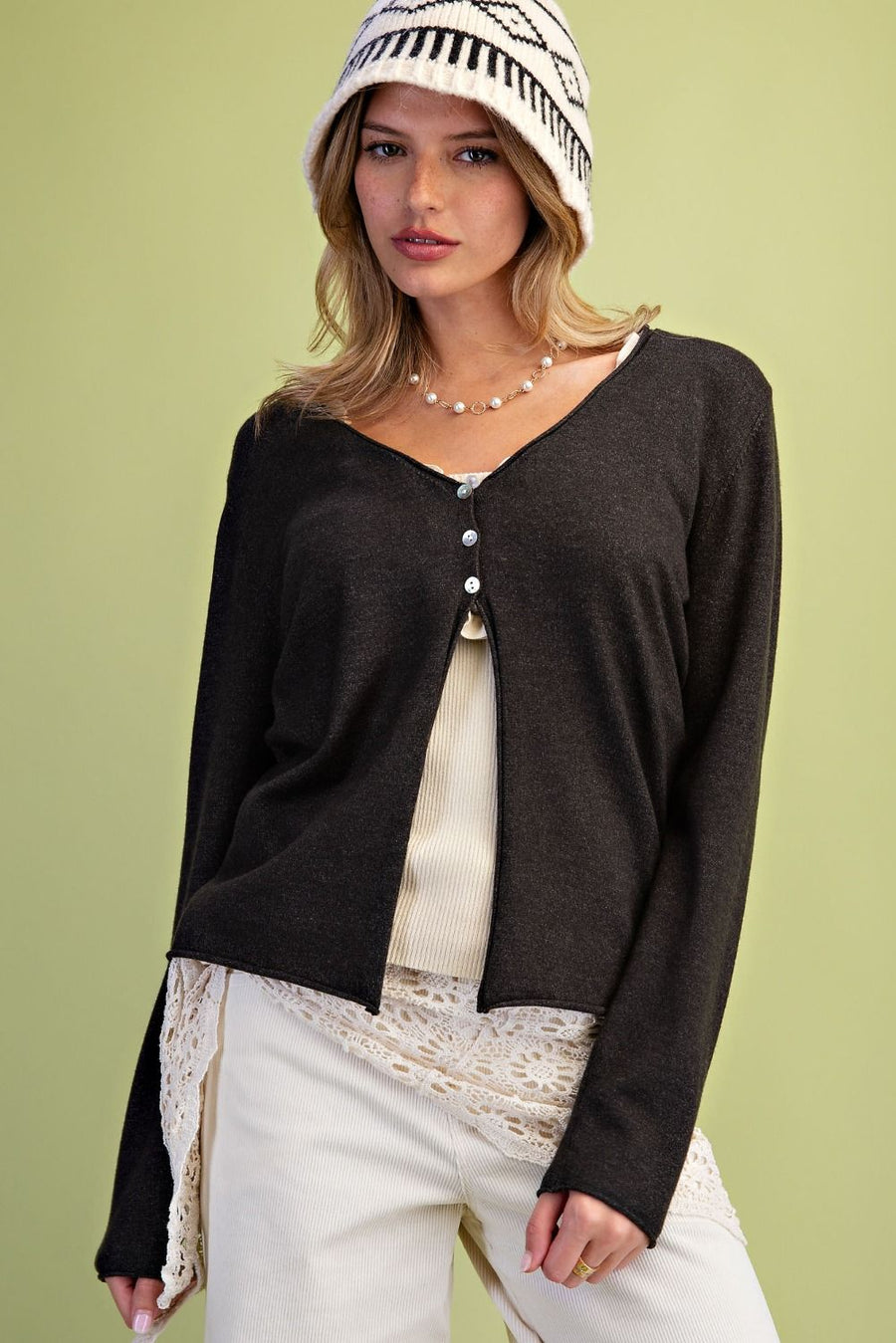 Desi 3-Button Sweater Knit Cardigan