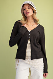 Desi 3-Button Sweater Knit Cardigan