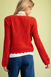 Lita Tie Front Textured Sweater Knit Cardigan