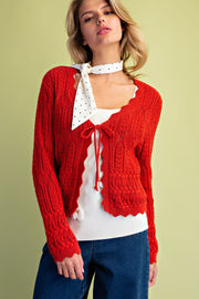 Lita Tie Front Textured Sweater Knit Cardigan