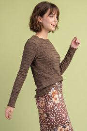 Rows O' Ruffles Textured Ruffle Stripe Contour Fit Top