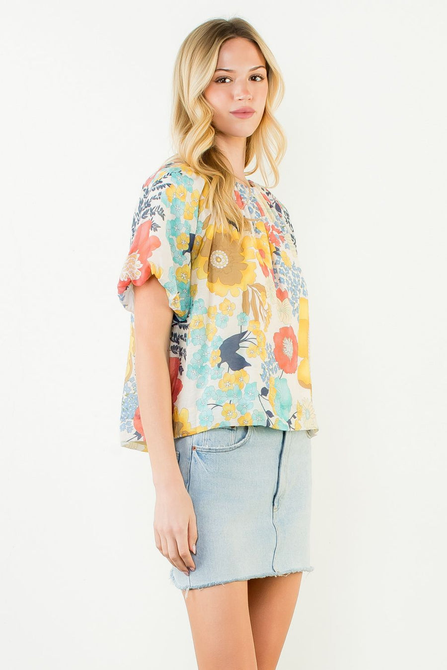 Pollyanna Floral Print Puff Sleeve Top by THML