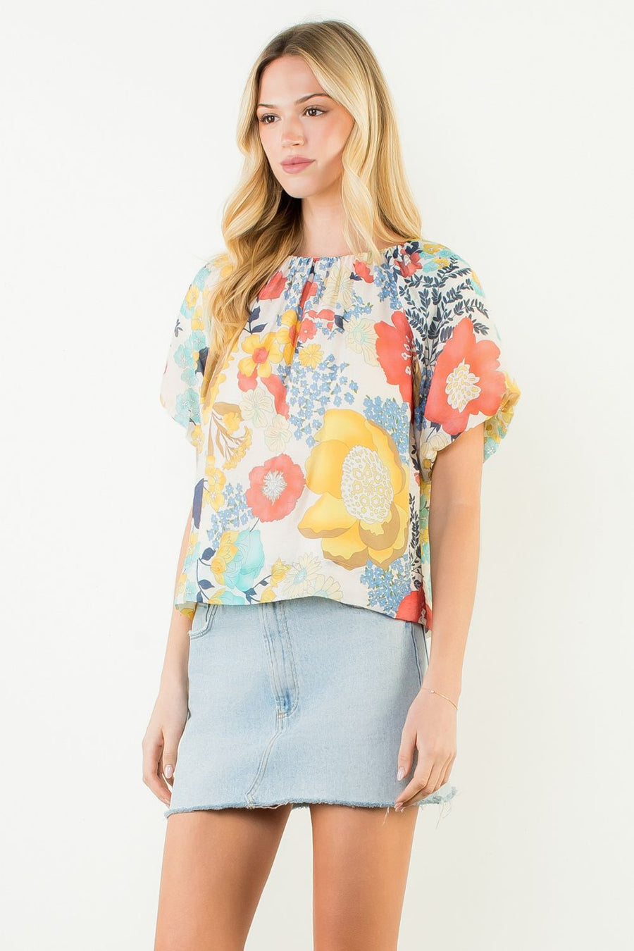 Pollyanna Floral Print Puff Sleeve Top by THML
