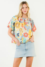 Pollyanna Floral Print Puff Sleeve Top by THML