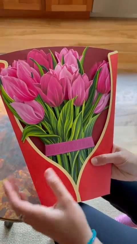 Pink Tulips Pop Up Bouquet Card