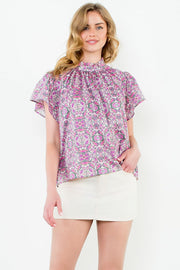 Flutterbye Flutter Sleeve Print Top