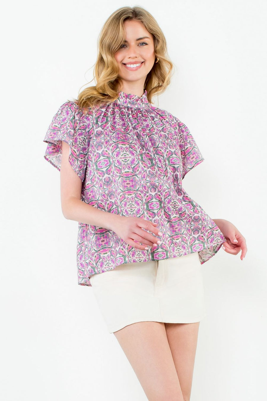 Flutterbye Flutter Sleeve Print Top