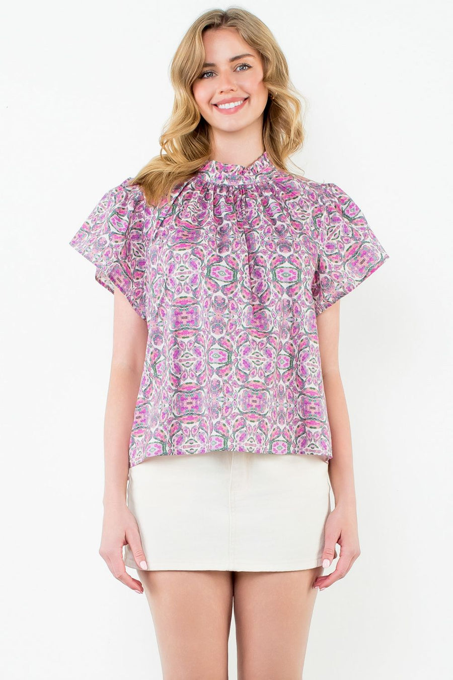 Flutterbye Flutter Sleeve Print Top