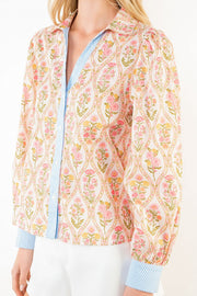 Picturesque Blooms Floral Print Long Sleeve V-Neck Top by THML