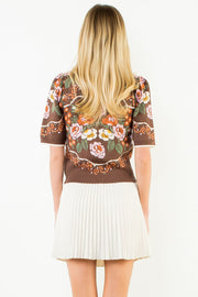 Western Roses Floral Knit Sweater Top by THML