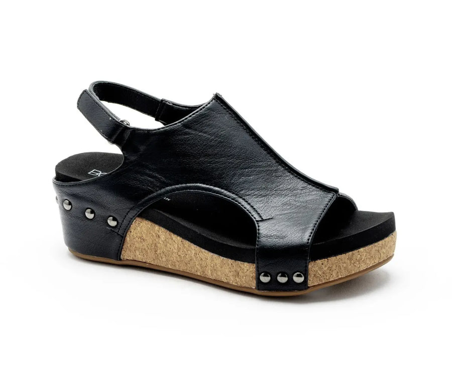 Corkys Boutique Volta II Black Smooth Wedge Shoes